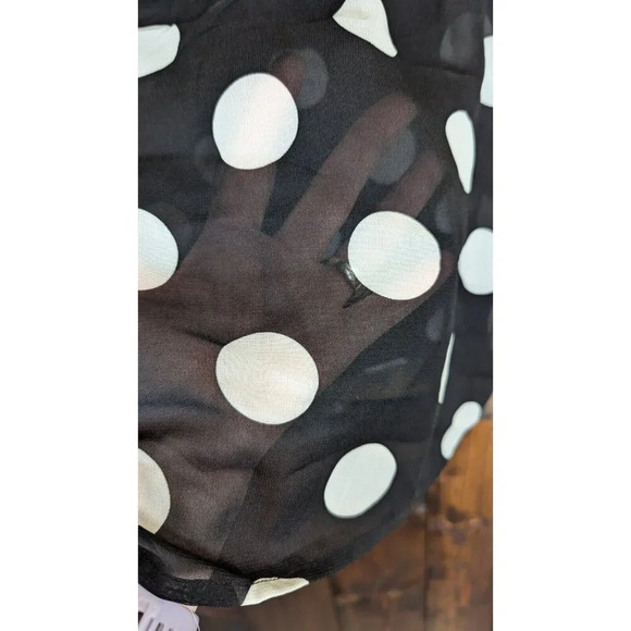 Est. 1946 Polka Dot Blouse Sz 14/16 Black Long Sheer Flouncy Sleeve Ruffled NEW - Picture 4 of 9
